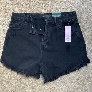 Black High Rise Cut Off Shorts